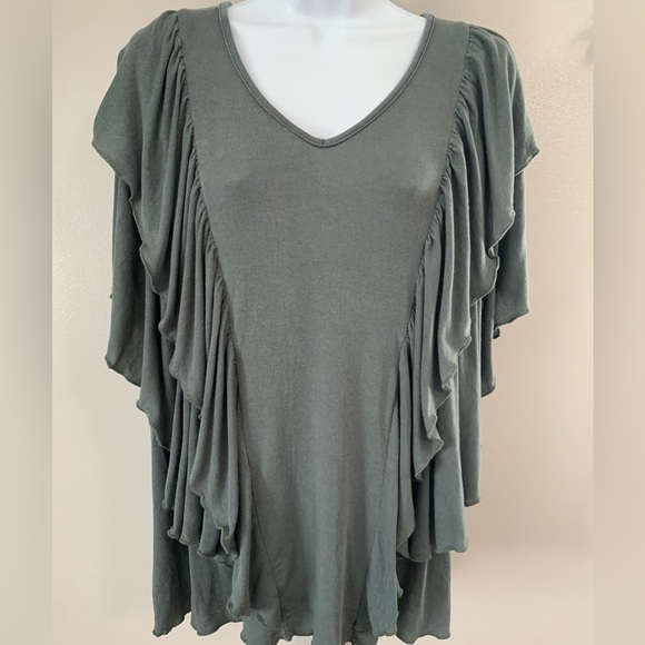 POL Tops - POL V-Neck Ruffle Top in Teal